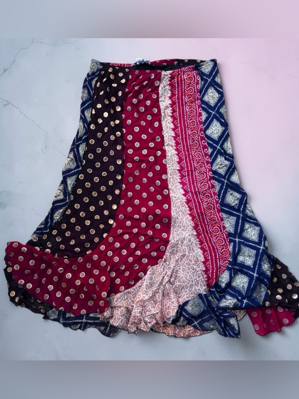 ALL THAT GLITTERS Champaign Collection Maxi Patchwork Scarves Skirt. NWT. VTG.